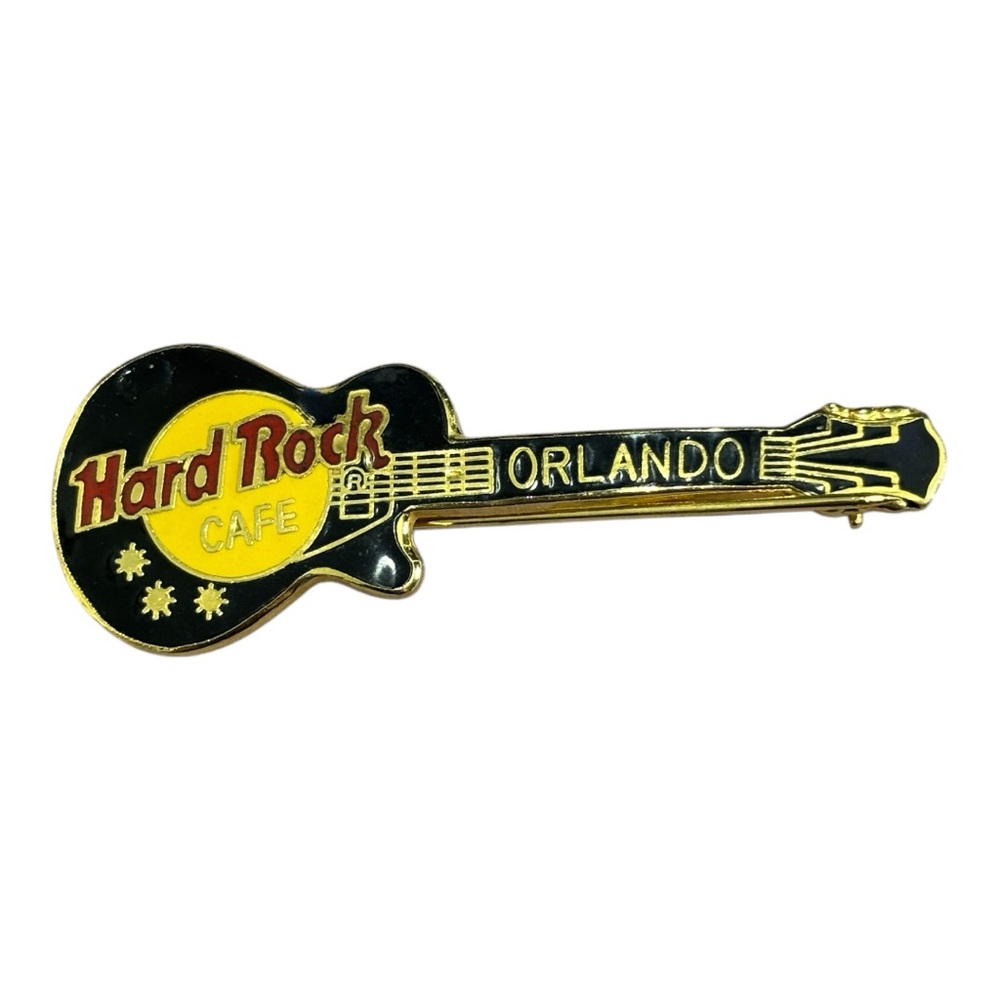 Vintage Hard Rock Cafe Gold, Black, and Red Orlando Guitar Pin Unisex
